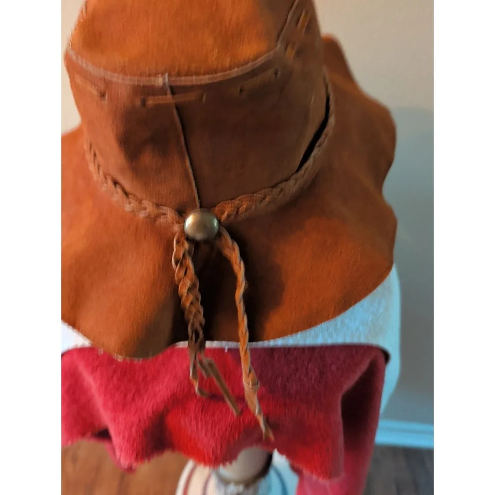 Vintage Floppy Suede Leather Hat hippie boho Brown Large.